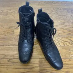 レディース　ブーツ　編み上げ　ファスナー　黒 アシックス商事PENELOPE