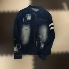 ★細身の方似合います★ダメージ加工デニムジャケット Lサイズ