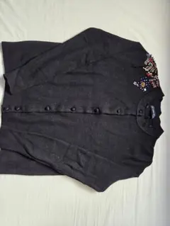 ビーズ刺繍 ブラックカーディガン