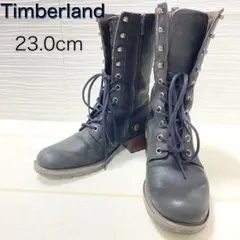希少✨編み上げブーツ ティンバーランド 23 黒 本革 バックジップ ビンテージ