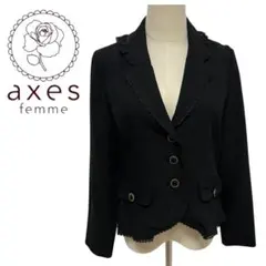axes femme ペプラムシルエットJK テーラードジャケット　黒　レース
