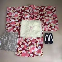 美品✨子供用 浴衣 セット 赤とピンク 花柄125〜135センチ