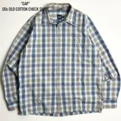 【美品】00s OLD GAP/コットンチェックシャツ/Lサイズ/2001年製