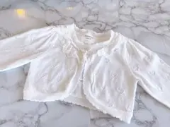 キッズ カーディガン 女の子 白 ラメ入り フォーマル 100 長袖 ボレロ