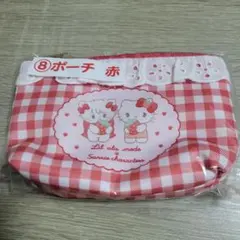 サンリオ1番くじ ポーチ 赤いチェック柄
