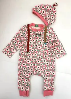 RAG MART 花柄ロンパース・帽子セット おでかけ　撮影　サイズ80