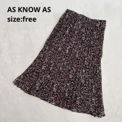 【AS KNOW AS アズノウアズ】（F）プリーツスカート 総柄 ブラック系
