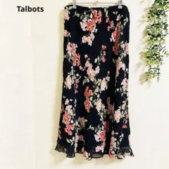 タルボット　ロングスカート　XL 黒　フレア　花柄 上品 大人可愛い　大きめのサムネイル