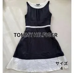 トミーヒルフィガー リネン ノースリーブ ワンピース ネイビー バイカラーのサムネイル