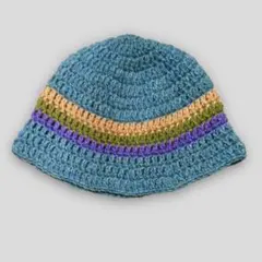 116　バケットハット　手編み　古着　レア　クロシェハット　クラッシャーハット