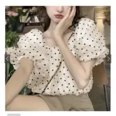 GRL ドット柄シアーバルーンスリーブブラウス[ac2247]