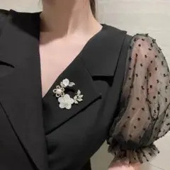 花モチーフ ブローチ パール クリスタル 桜