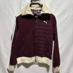 PUMA プーマ トラックジャケット ジャージ S ボルドー 総柄 古着女子
