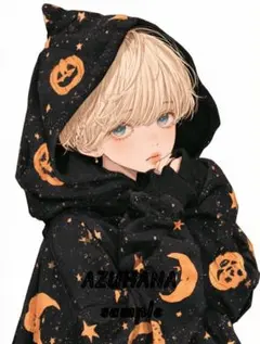 6020 ハロウィンパーカーの少年 人物ステッカー コラージュ素材
