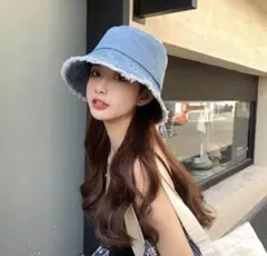 デニム バケットハット フリンジ 小顔効果 新品未使用