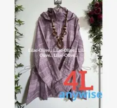 6308新品⭐️4L＊透け感チェック柄パーカーブラウス大きいサイズ