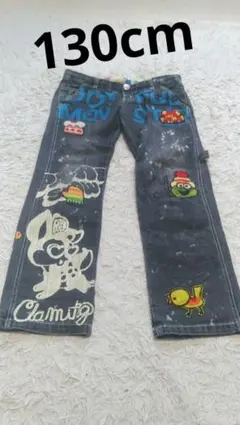 130cm キャラクター刺繍デニムパンツ 100cm以上