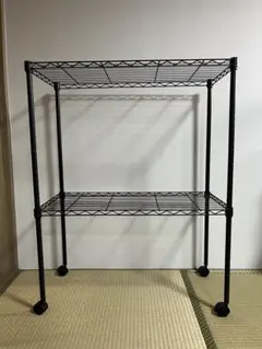 ブラックメタルラック 棚 3段 キャスター付き
