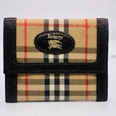 未使用】バーバリー BURBERRY 二つ折り財布 ノバチェック ホースロゴ