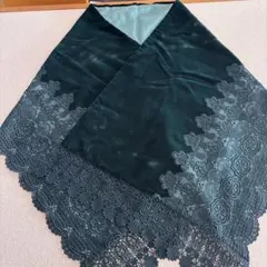 013002 ベロア　べっちん　グリーン　刺繍　花　レース　着物　ショール