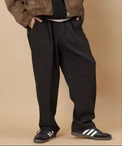 黒 ダブルプリーツ スラックス