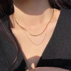 ネックレス 二連 スネーク チェーン サージカルステンレス 新品 ゴールド