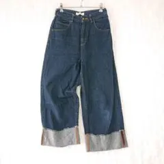 ローリーズファーム デニム ワイドパンツ 綿100% 青 フェアリーグランジ