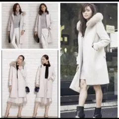 Mystrada ファー付コクーンコート/マイストラーダ　ライトベージュ