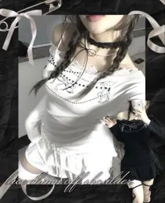 amood トップス　オフショルダー　レース