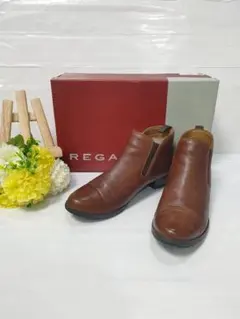 美品 REGAL リーガル サイドゴア ブーツ ブーティ 本革 22.5cm 茶
