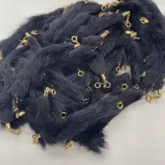 ミンクキーホルダー　10本　黒　リアルファー　ゴールド　新品未使用