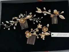 スウィートリボン　ウェディングヘッドドレス 3個セット