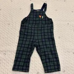 極美品 ホットビスケッツ チェック柄オーバーオール クマ刺繍 70cm-80cm