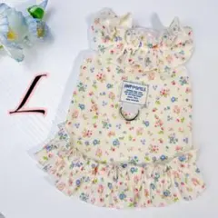 犬服❣️猫服❣️花柄　ワンピース　フリル　ノースリーブ　L
