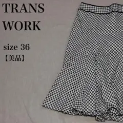 TRANS WORK トランスワーク チェック フレアスカート 36 美品 上品のサムネイル