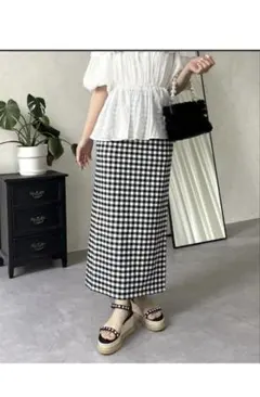 プロズヴェール スーパーストレッチギンガムナロースカート