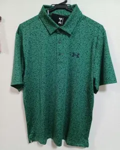 新品✰UnderArmour 緑系小花総柄ゴルフポロシャツ　L(ゆったり)