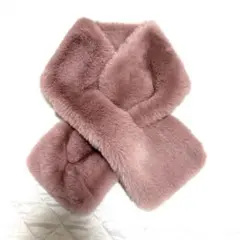 ファー　くすみピンク　ストール　ティペット　マフラー