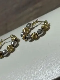 k18YG&WGコンビカラーフープピアス