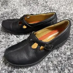 Clarks 23.5 スリッポン コンフォート レザー 本革 ブラック 厚底のサムネイル