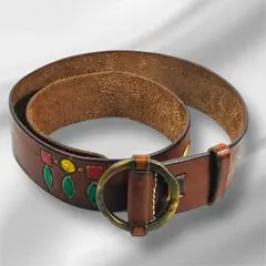 装飾レザー ベルト ブラウン