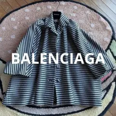 美品BALENCIAGAバレンシアガケープコート　モノクロ千鳥格子34デムナのサムネイル