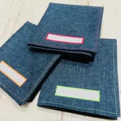 デニム調ランチョンマット3p/サイズオーダーできます/ネオンカラー/お名前タグ