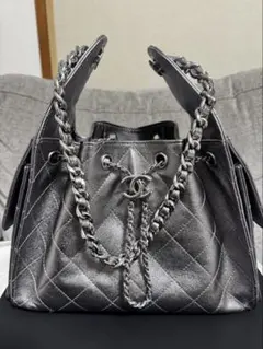 CHANEL25シルバー キルティングショルダーバッグ スモール