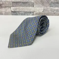 て*ー様 美品　HERMES ブルー　グリーン幾何学模様 ネクタイ