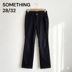 SOMETHING EJS-2811 ストレッチ ストレートパンツ ブラック