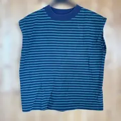 ノースリーブTシャツ 青と緑のストライプ