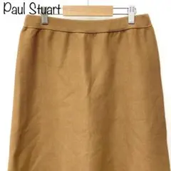 【Paul Stuart】膝丈ニットスカート　フレア　キャメル　毛100%