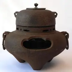 アンティーク風 炭火風置物 インテリア茶釜ライト付 - メルカリ