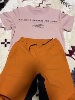 GU ピンクTシャツとオレンジショートパンツセット 150cm